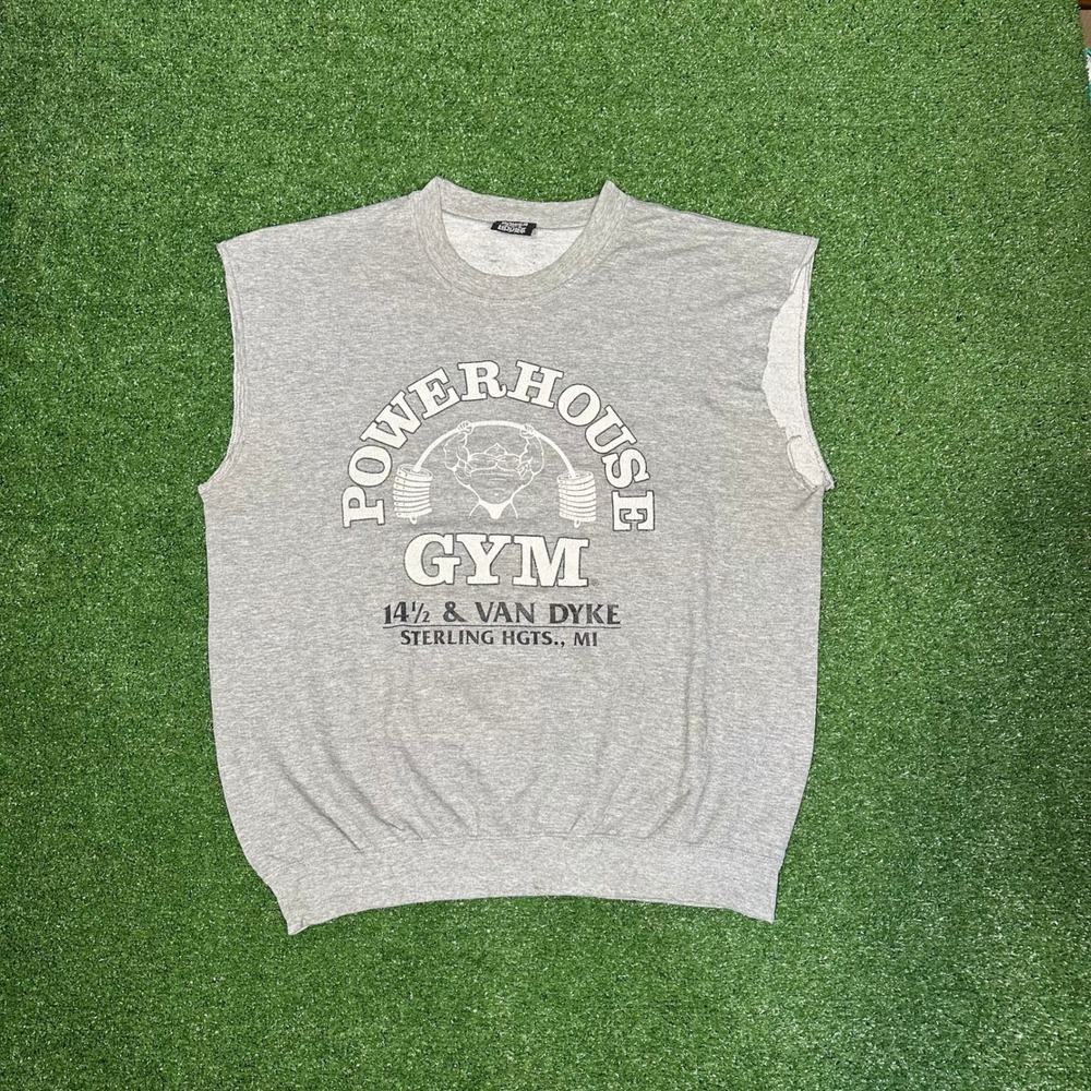 Vintage 90s‎ Powerhouse Gym Cutoff Sweatshirt Made in USAA Mens XL - Picture 15 of 16
